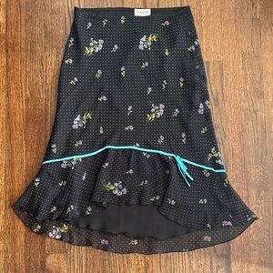 Lily Black Asymmetrical Skirt with Floral Accents